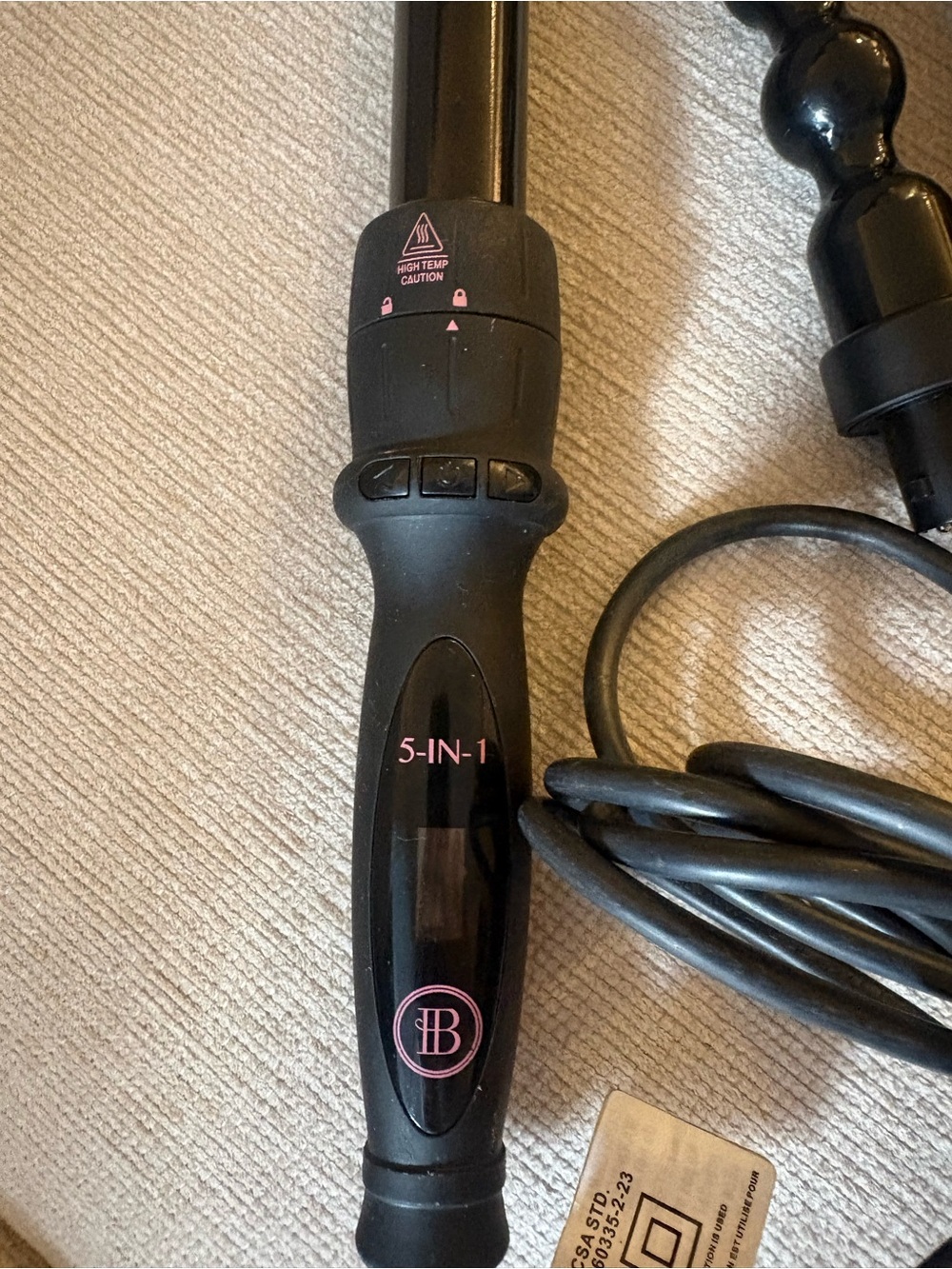 Bombay 5 in 1 Interchangeable Barrel Curling Wand Set in Black - Picture 3 of 6